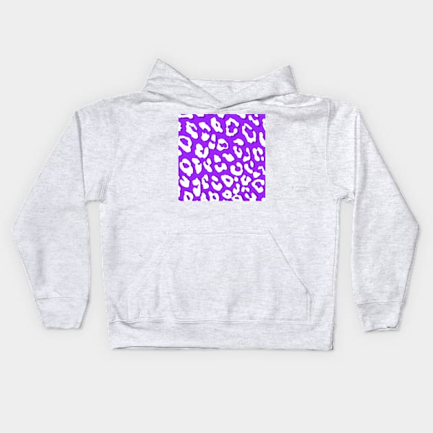 White Leopard Print Purple Kids Hoodie by BlakCircleGirl